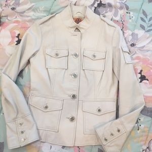 TORY BURCH WINTER WHITE LEATHER JACKET SZ 8